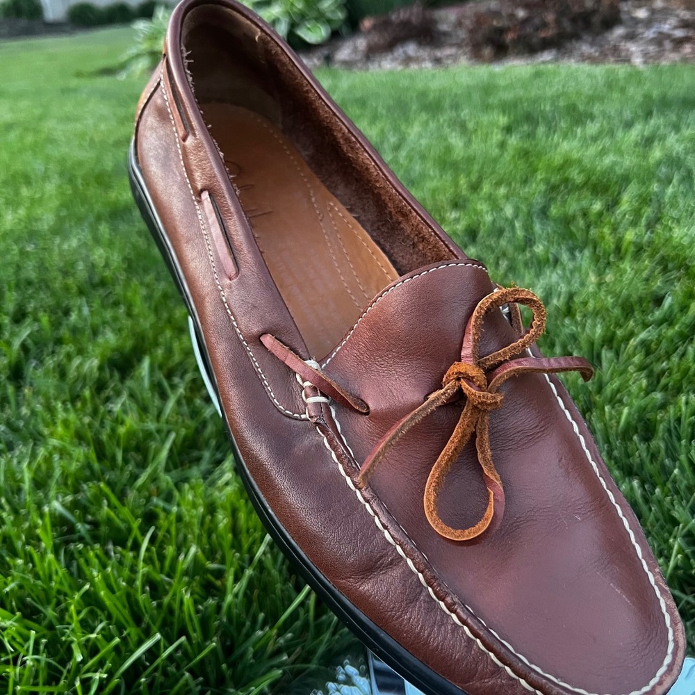 Cole Haan 10M Mens Brown Leather Driver Loafers Moc Toe Slip On Shoes